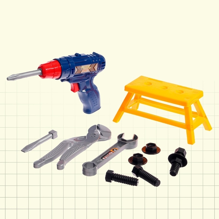 Набор инструментов «Собери верстачок», 16 элементов, цвет МИКС Набор инструментов «Собери верстачок», 16 элементов, цвет МИКС