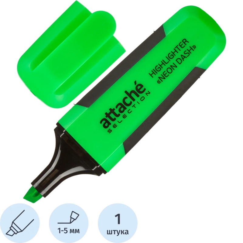 Маркер текстовыделитель Attache Selection Neon Dash 1-5мм зеленый HL7010