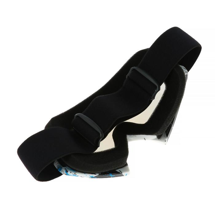 Очки-маска для езды на мототехнике, стекло сине-фиолетовый хамелеон, бело-синие, ОМ-15 Очки-маска для езды на мототехнике, стекло сине-фиолетовый хамелеон, бело-синие, ОМ-15