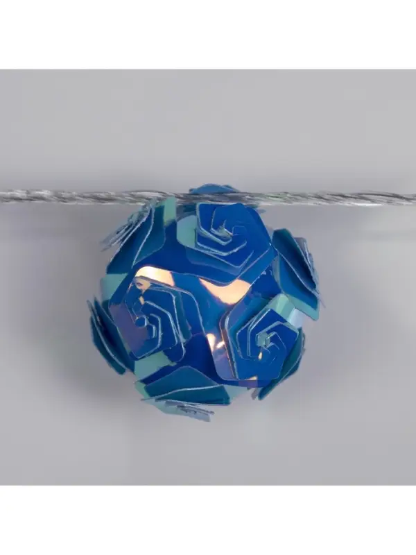 Гирлянда &laquo;Нить&raquo; 4.5 м с насадками &laquo;Цветочные шары&raquo;, IP20, прозрачная нить, 15 LED, свечение фиолетовое, 220 В