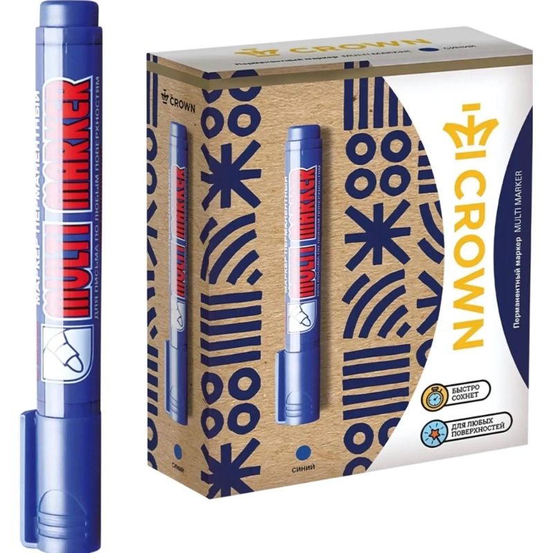 Маркер перманентный Crown Multi Marker 3-5 мм синий