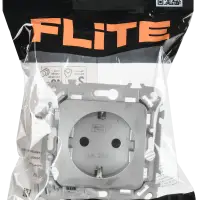 FLITE Розетка с заземлением с защитными шторками безвинтовое крепление 16А РСш11-1-ФлА алюминий IEK