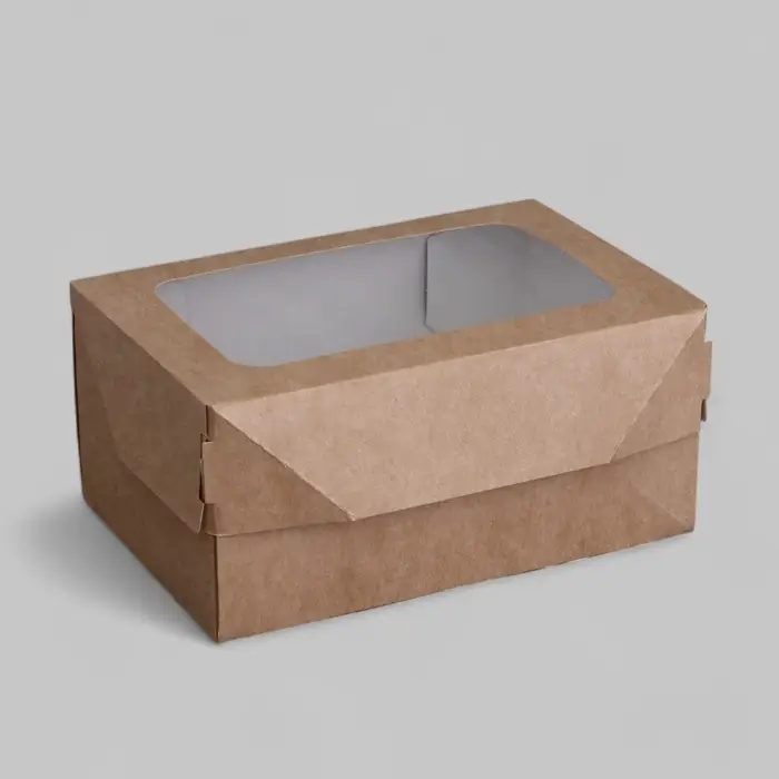 Коробка складная, с окном, крафтовая, 15×10×7 см