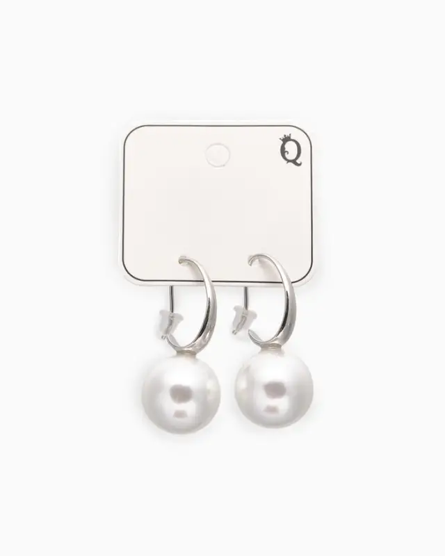 Серьги с жемчугом &laquo;Капля&raquo;, полукруг, белые в серебре