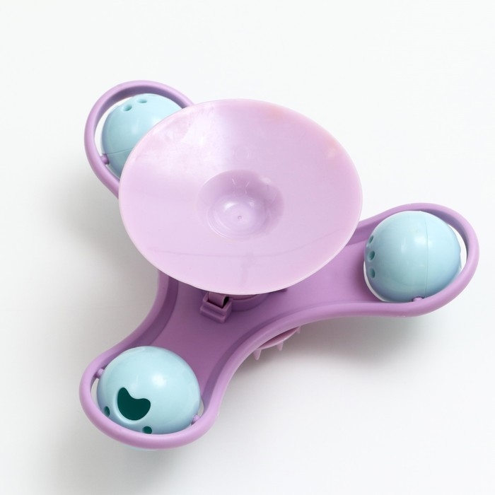 Игрушка-вертушка на присоске для кошек, 3 отсека с бубенчиками, микс цветов Игрушка-вертушка на присоске для кошек, 3 отсека с бубенчиками, микс цветов