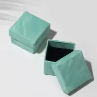 Коробочка подарочная под кольцо/серьги «Бархат», 5×5 (размер полезной части 4.2×4.2 см), бирюзовая, вставка чёрная
