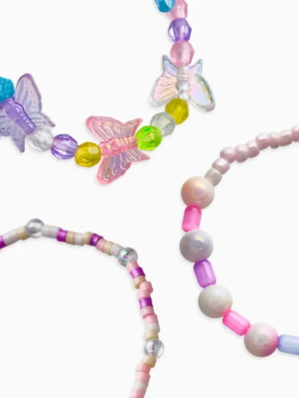 Браслет детский «Выбражулька», 3 шт. набор, бабочки, бусины, цветной Браслет детский «Выбражулька», 3 шт. набор, бабочки, бусины, цветной