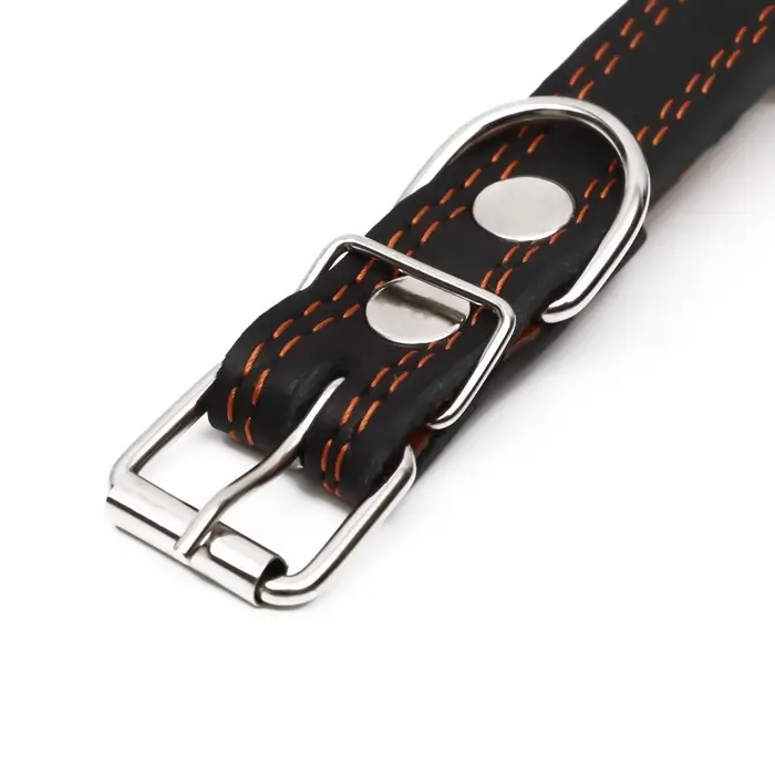 Ошейник &laquo;Строгий шип&raquo;, 56&times;2.5 см, ОШ 35-45 см, кожа, чёрный