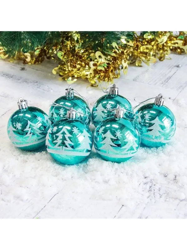 Ёлочные игрушки &laquo;Ёлочки в лесу&raquo;, шары новогодние, набор d=6 см, 6 шт.