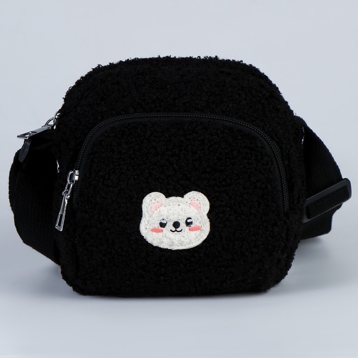 Сумка плюшевая «Мишка», чёрная