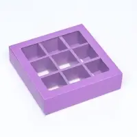 Коробка для 9 конфет, сиреневый, 13.5&times;13.5&times;3.5 см
