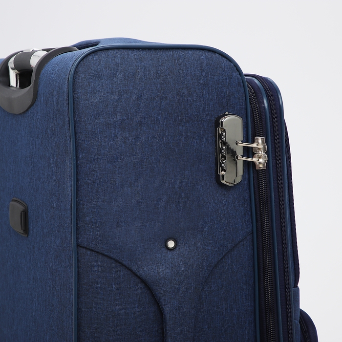 Чемодан большой 95 л (L), отдел на молнии, с расширением, кодовый замок, 3 колеса, 2 наружных кармана, цвет синий Чемодан большой 95 л (L), отдел на молнии, с расширением, кодовый замок, 3 колеса, 2 наружных кармана, цвет синий