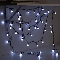 Гирлянда &laquo;Нить&raquo; 20 м с насадками &laquo;Шарики 1.5 см&raquo;, IP44, тёмная нить, 200 LED, свечение белое, 8 режимов, 220 В