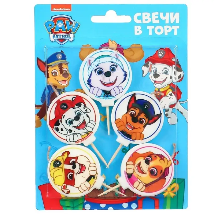 Свеча для торта Свеча для торта "С Днем Рождения!", 5 штук, Щенячий патруль