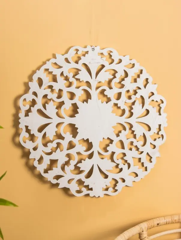 Панно "Цветочный орнамент" МДФ, 60х60х1 см, цв. бежево-белый