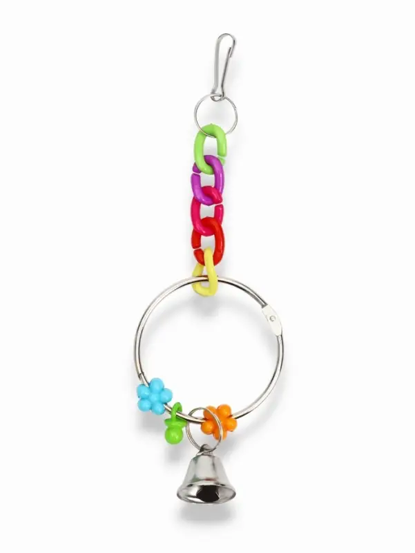 Игрушка для птиц "Кольцо и бусы" с колокольчиками, 20 х 7 см, микс цветов