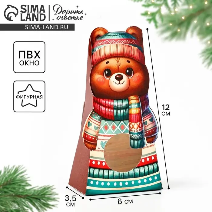 Коробка складная с окном «Мишка», 6 х 12.4 х 3.5 см Коробка складная с окном «Мишка», 6 х 12.4 х 3.5 см