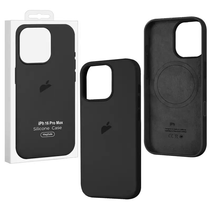 Чехол для iPhone 16 Pro Max Silicone Case 100% ORG (MagSafe + анимация NFC Clear) c LOGO Black