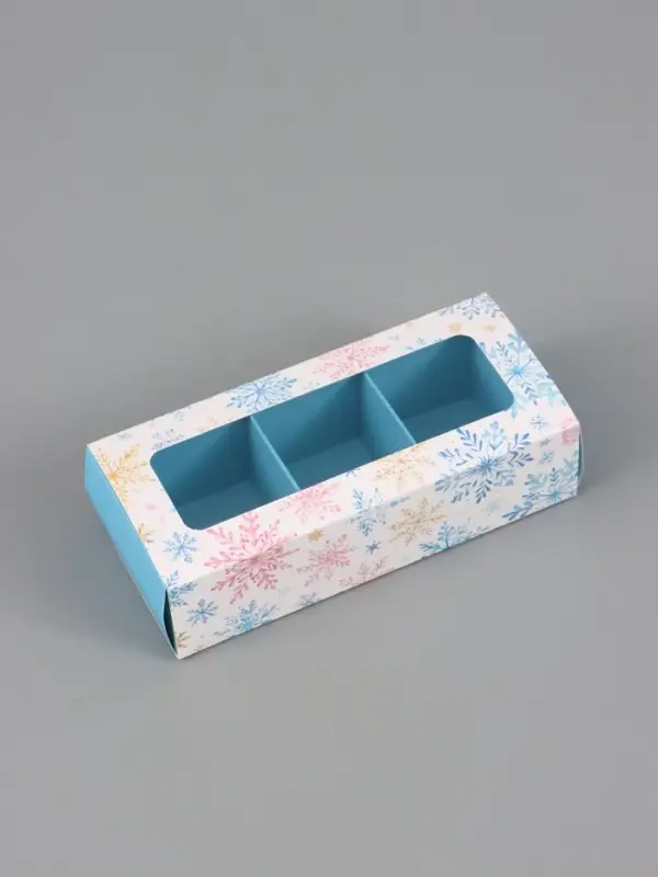 Коробка для 3 конфет &laquo;Снежинки&raquo;, 13.3&times;3.3&times;5.8 см
