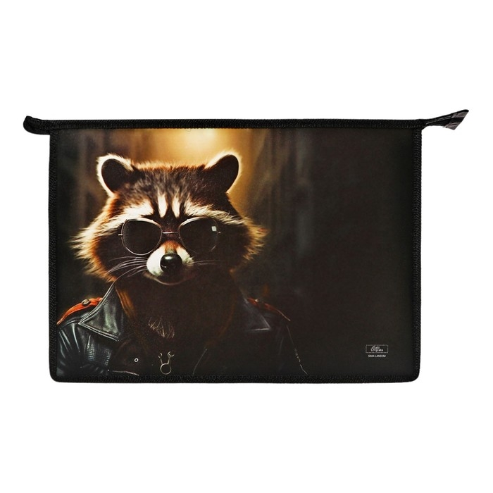 Папка для тетрадей А4, 325 х 230 х 55 мм, молния сверху, пластиковая, ПМ-А4-29 Calligrata Папка для тетрадей А4, 325 х 230 х 55 мм, молния сверху, пластиковая, ПМ-А4-29 Calligrata "Енот"