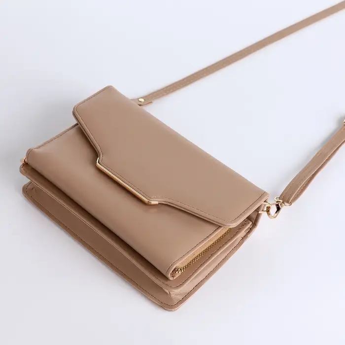 Сумка женская мессенджер на магнитах, 20&times;4&times;13 см, бежевая