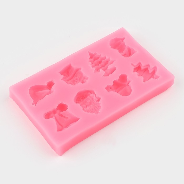 Молд новогодний «Снежные», силикон, 11,8×7 см, цвет розовый Молд новогодний «Снежные», силикон, 11,8×7 см, цвет розовый