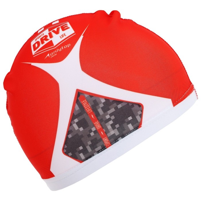 Шапочка для плавания детская ONLYTOP DRIVE, тканевая, обхват 46-52 см