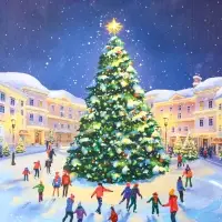 Пакет подарочный новогодний ламинированный, «Новогодний каток» , 33×10×42.5 см