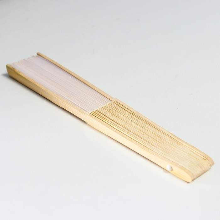 Веер бамбук, текстиль h=21 см  Веер бамбук, текстиль h=21 см "Моноцвет" в коробке, бежевый