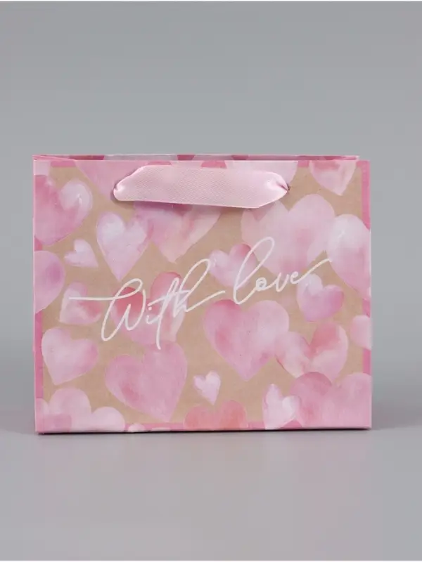 Пакет подарочный крафтовый, упаковка, &laquo;With love&raquo;, S 15&times;12&times;5.5 см