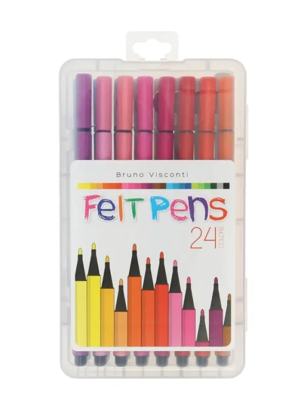 Фломастеры 24 цветов, в пластиковом пенале