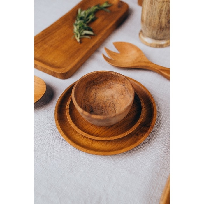 Тарелка, 16×16×2 см, тиковое дерево