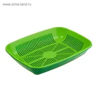 Туалет для кошек, 33.5&times;25&times;6 см, округлый, с сеткой, пластик, темно-зелёный, светло-зелёный