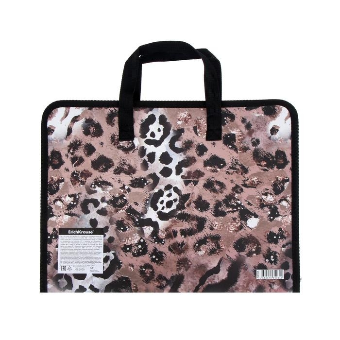 Папка с ручками А4+, 330 х 251 х 30 мм, молния вокруг, ErichKrause Wild Cat, 550 мкм, с принтом Папка с ручками А4+, 330 х 251 х 30 мм, молния вокруг, ErichKrause Wild Cat, 550 мкм, с принтом