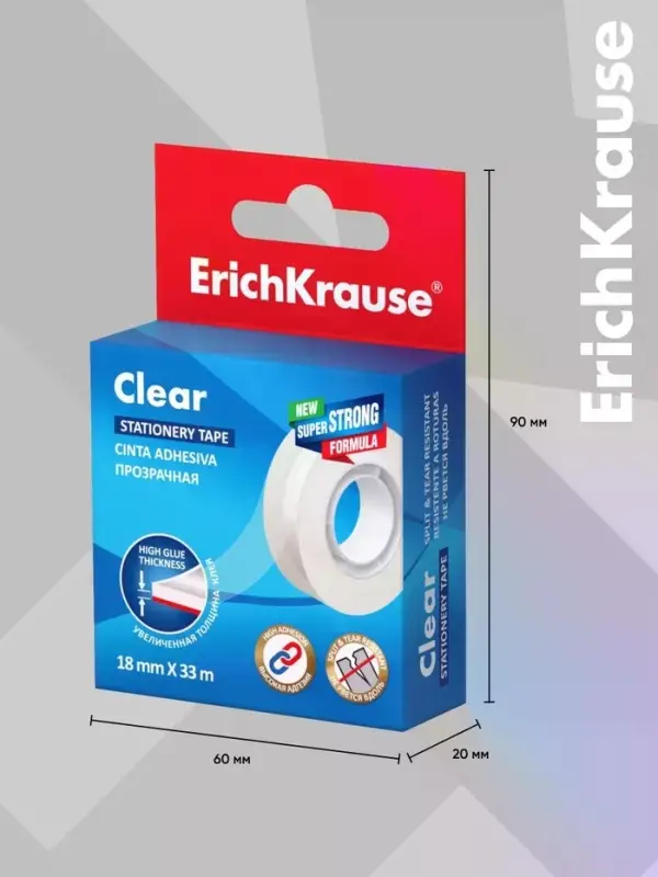 Набор из клейких лент ErichKrause Clear, 18 мм &times; 33 м, прозрачная
