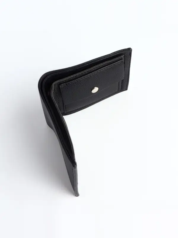 Портмоне мужское, без застёжки, отдел для карт, монет, чёрное