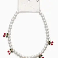 Бусы жемчужные "Вишня", цветные в золоте