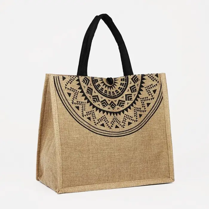 Сумка - шоппер &laquo;Орнамент&raquo;, на пуговице, 34&times;17&times;30 см, бежевая