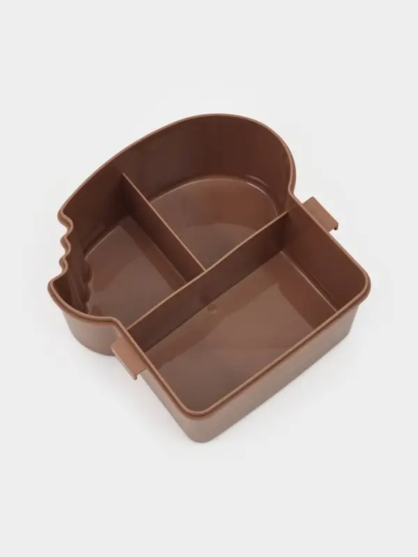 Ланч-бокс "Завтрак", 3 отделения, вилка и ложка, размер 16х15,5х8 см, цвет коричневый