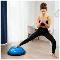 Полусфера BOSU гимнастическая ONLYTOP, массажная, с насосом, 58&times;25 см, синяя