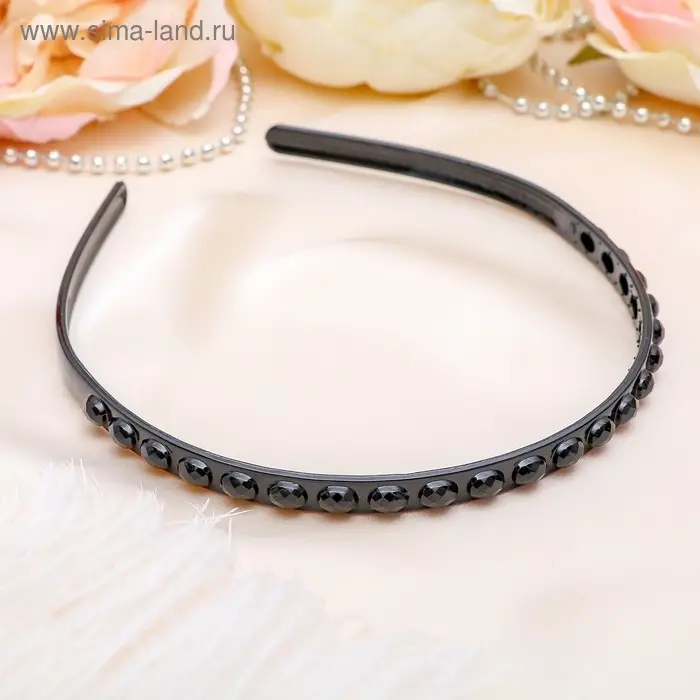 Ободок для волос «Ночь», дорожка, 0.8 см, чёрный