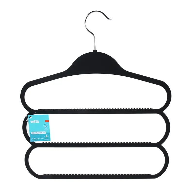 VETTA Вешалка-органайзер, 3 уровня, 36х40.5х0.6 см, пластик с покрытием Soft-touch, черная