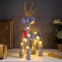 Светодиодная фигура из мишуры &laquo;Олень серебристый&raquo; 34&times;16 см, 20 LED, от батареек AG10&times;3, свечение тёплое белое
