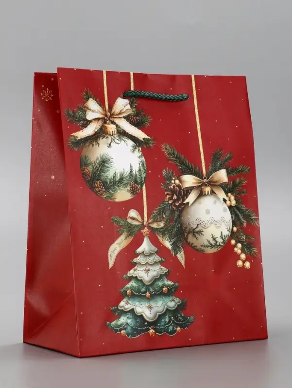 Пакет подарочный новогодний ламинированный, «Ёлки и шары» , 18×10×22.3 см Пакет подарочный новогодний ламинированный, «Ёлки и шары» , 18×10×22.3 см