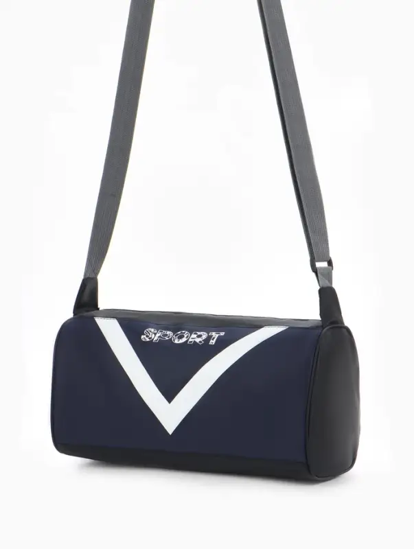 Сумка спортивная на молнии, боковой карман/сетка, регулируемый ремень, маленький размер, тёмно-синяя