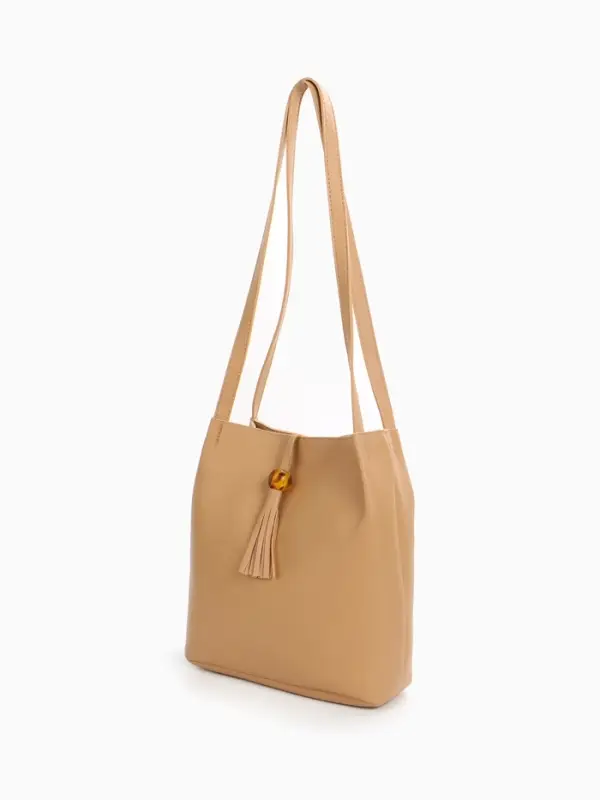 Сумка - мешок женская на магните, 25&times;10&times;26 см, бежевая