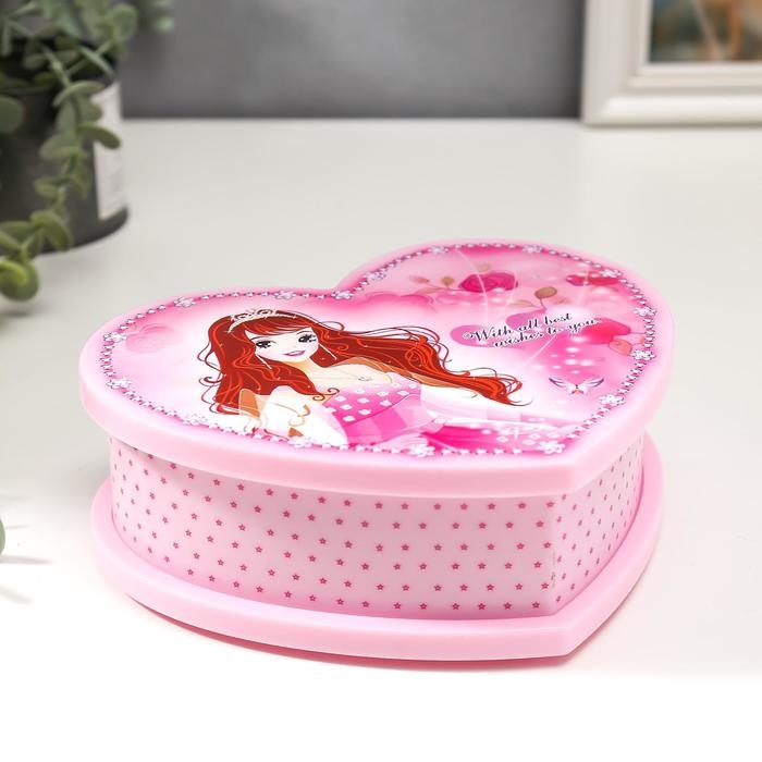 Шкатулка музыкальная розовая с Принцессой 19х16х6 см Шкатулка музыкальная розовая с Принцессой 19х16х6 см