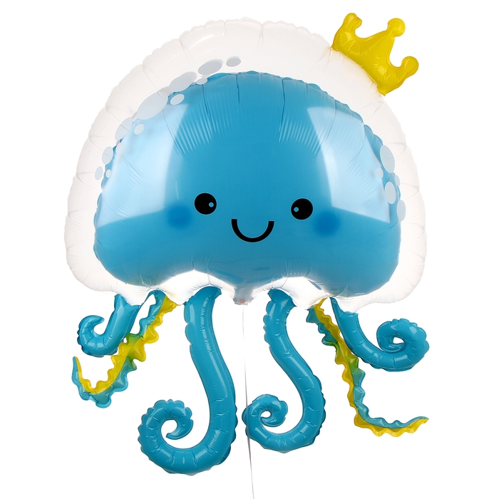 Шар фольгированный 37" &laquo;Медуза с короной&raquo;, цвет голубой