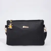 Сумка женская кросс-боди на молнии, 24&times;7&times;15 см, чёрная