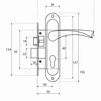 Замок врезной LOCKLAND RD004, с ручкой, 3 ключа, цвет бронза